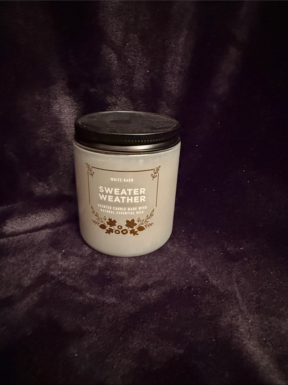 White Barn Sweater Weather Candle - White Jar with Black Lid